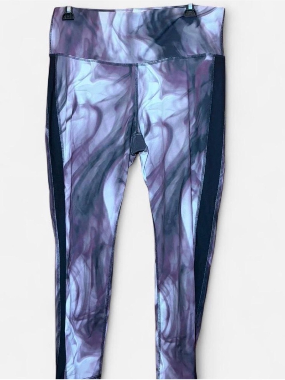 Xersion Purple Marble Print Leggings with Black Side Panels